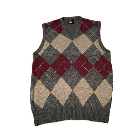 Vintage 1960s argyle Sleeveless Sweater Vest / Mens Medium - Picture 1 of 4
